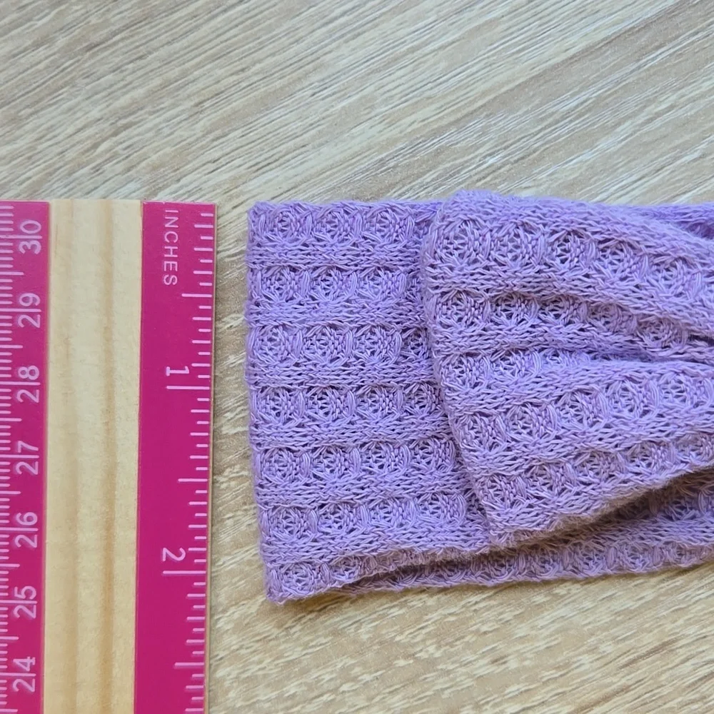 Boho Baby Girl Waffle Knit Bowknot Headband Hair Band Kids Lavender Headwrap